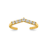 10k Solid Yellow Gold White CZ Open Back Toe Ring